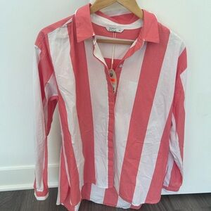 Button down pink and white stripes shirt